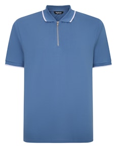 Bigdude Poloshirt mit Reißverschluss Blau Tall